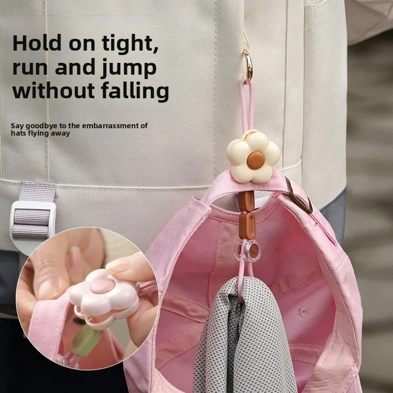 pince chapeau plastique fleurs couleurs marron rose dore attachement sac antichute voyage pratique simple