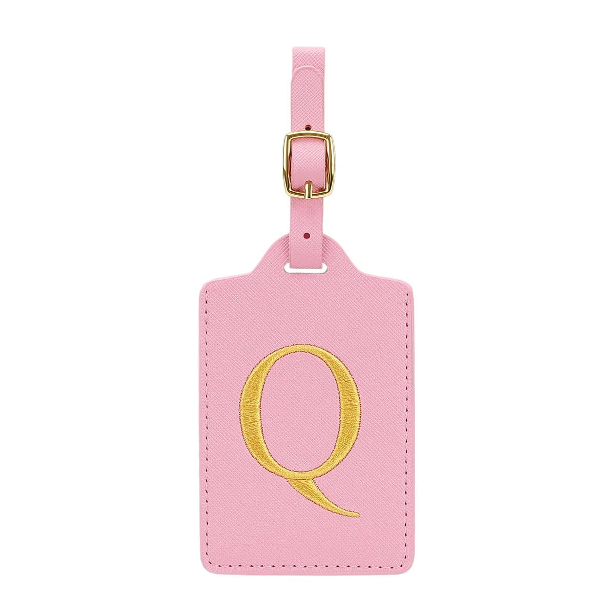 étiquettes de bagages miyin 26 lettres en cuir pu pour valises, protection de la vie privée, accessoires de voyage essentiels, rose