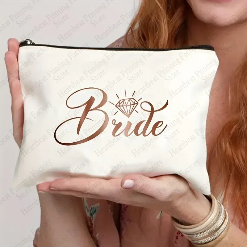 trousse de maquillage de mariée de mariage, sacs à cosmétiques pour enterrement de vie de jeune fille, pochette de rangement de fête, cadeaux de toilette de demoiselle d'honneur, meilleur cadeau pour les mariées