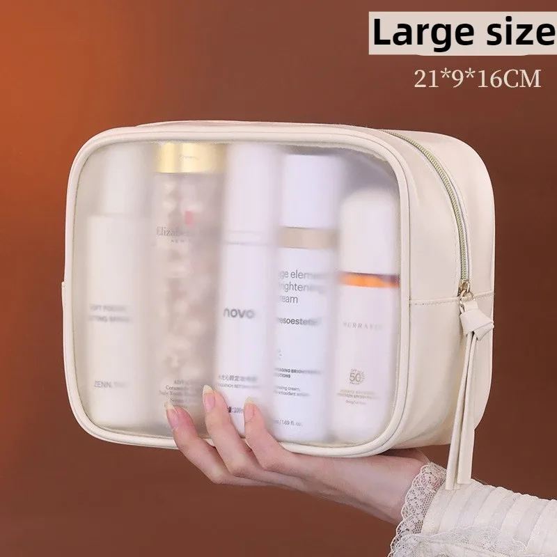 sac de maquillage semi-transparent multifonctionnel, sac de rangement pour cosmétiques, trousse de toilette pour voyage d'affaires, sacs de maquillage de grande capacité, 1 pièce
