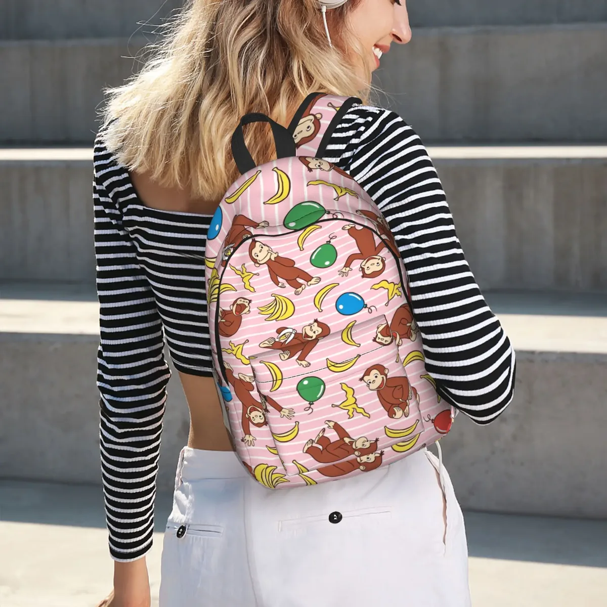 sac à dos pour adolescents curious george monkey cartoon, sac à dos de sport, de randonnée, de voyage, série télévisée, sac à dos unisexe, sacs en toile pour ordinateur