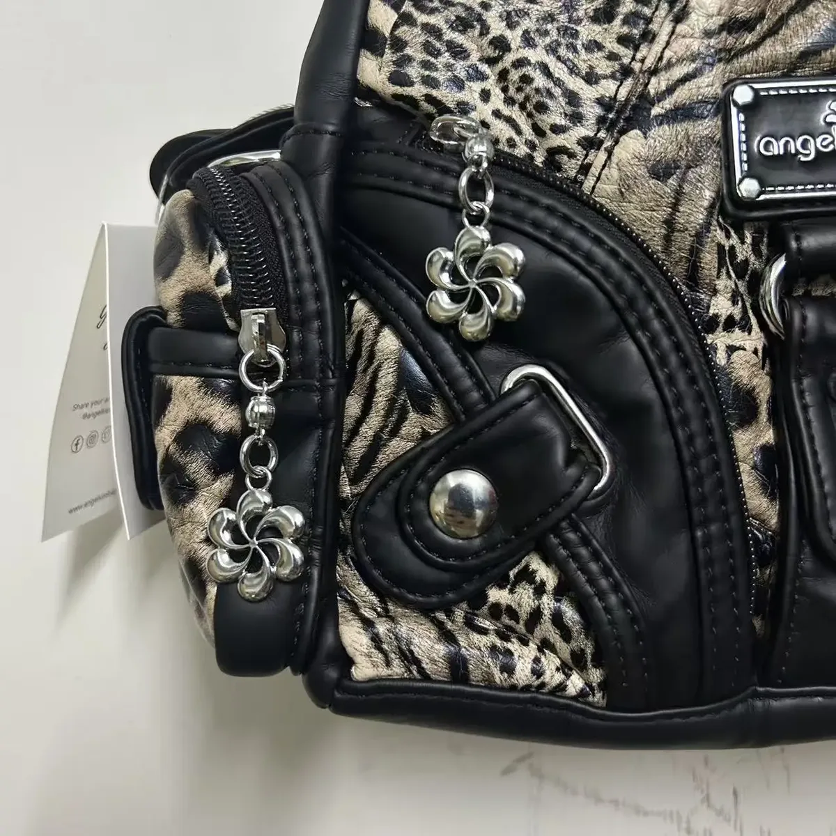 sac à bandoulière vintage y2k à imprimé léopard, sac à main en similicuir de style grunge des débuts des années 2000, sac hobo rétro punk