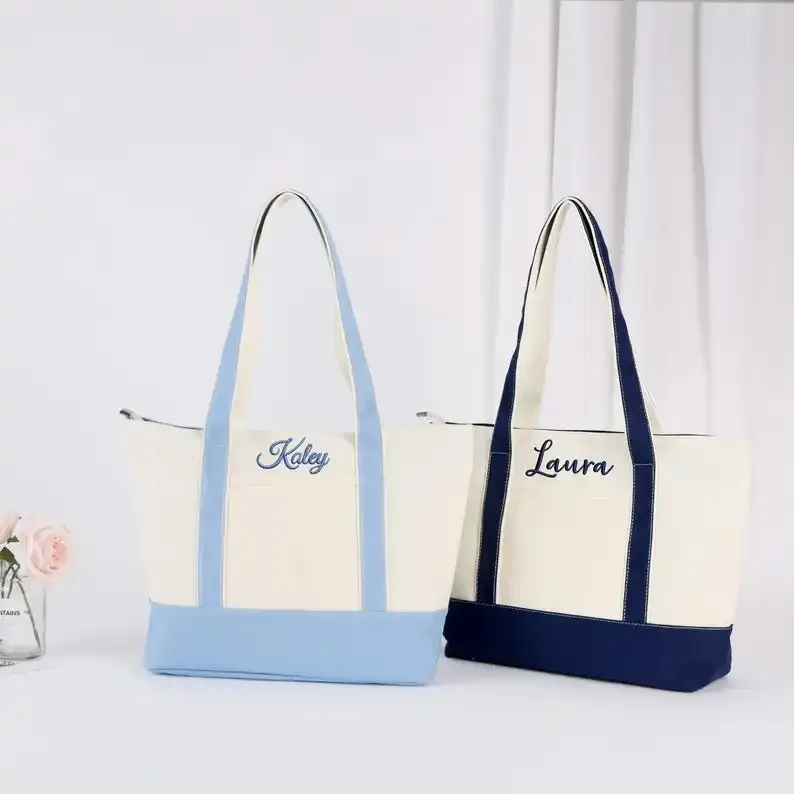 sac fourre-tout personnalisé en toile, sac fourre-tout avec nom et logo personnalisés, sacs à mots personnalisés, cadeau de mariage, cadeau pour demoiselle d'honneur, sac de plage en toile, sac de transport