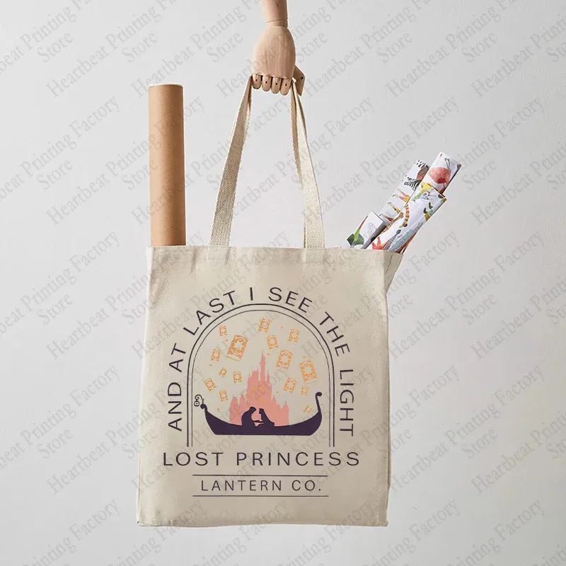 raiponce lost princess pattern sac fourre-tout en toile lanterne co. sac à bandoulière pour femmes, sacs de courses réutilisables, meilleur cadeau pour les amateurs de films