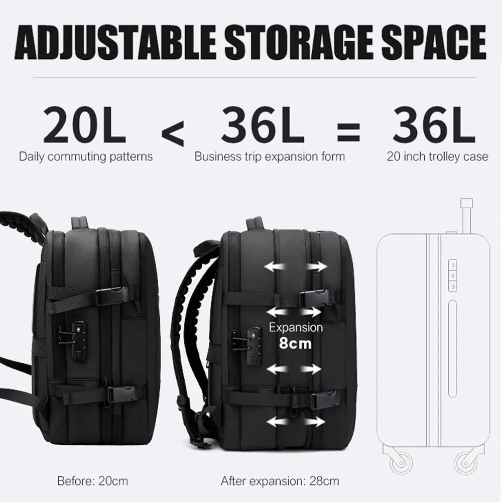 sac dos oxford université noir polyester compression vide ordinateur portable pliable etendu bandoulière arquée étanche antivol