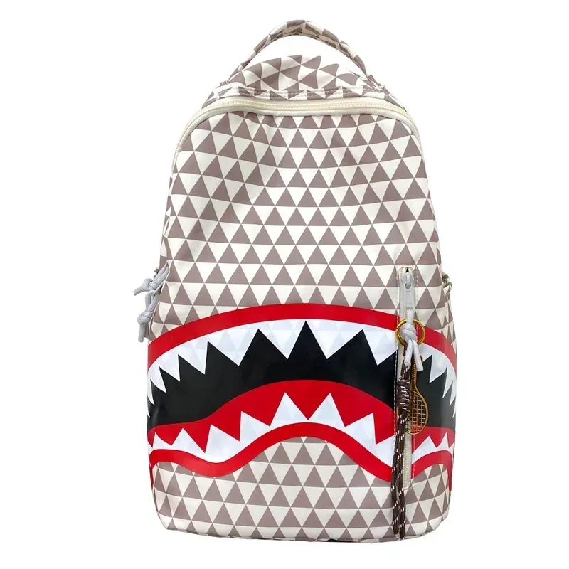 sac requin à carreaux pour hommes, sac à dos de voyage de rue de grande capacité, matériau en nylon, doublure en polypropylène, épaule polyvalente st