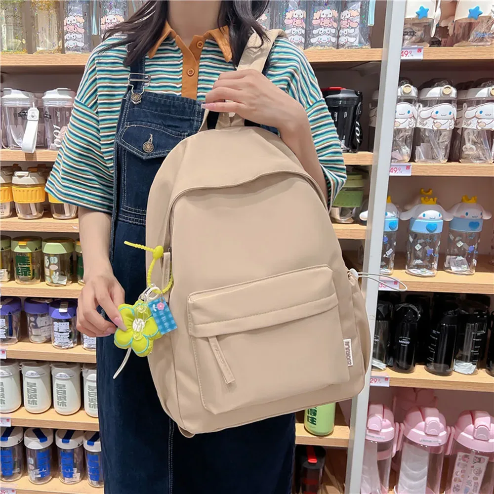 sac à dos polyvalent décontracté minimaliste rose pour étudiants, sac de voyage brodé, grande capacité, n'importe quel nom, style forêt