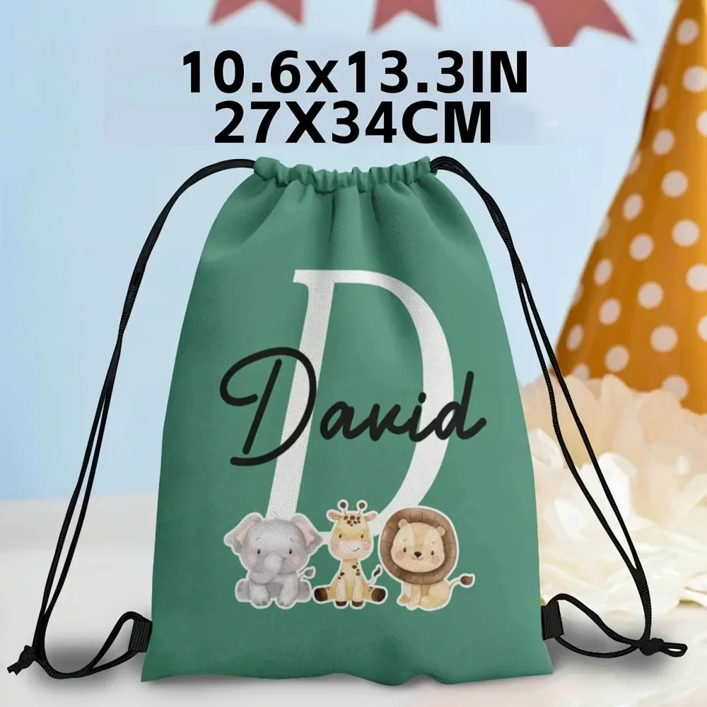 sac à dos personnalisé à cordon de serrage avec nom/texte sur le thème des animaux, 1 pièce, sac de sport léger pour voyage, sac de rangement pour salle de sport