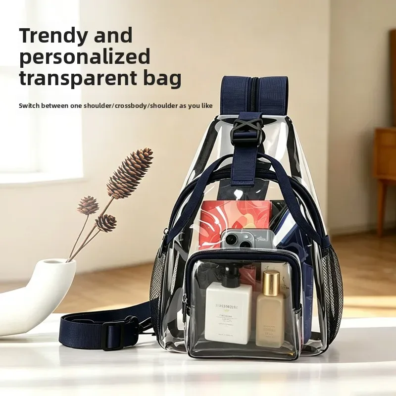 sac à bandoulière transparent en pvc, imperméable, convertible, passe instantanément la sécurité des contrôles, pour femmes et hommes, stade, concert, événement sportif, voyage