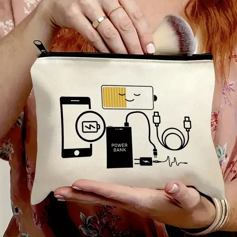 sac organisateur de câble de chargeur blanc, stockage de batterie externe de voyage pour smartphone tablette ordinateur portable, cadeau pour les parents