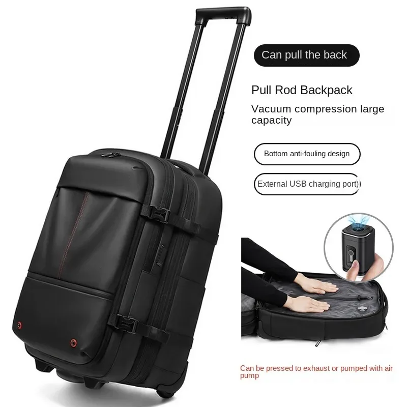 sac à dos à roulettes avec roulettes, sac à dos à roulettes de grande capacité, bagages sous vide, valise de voyage, bagages roulants, sac pour ordinateur portable d'affaires