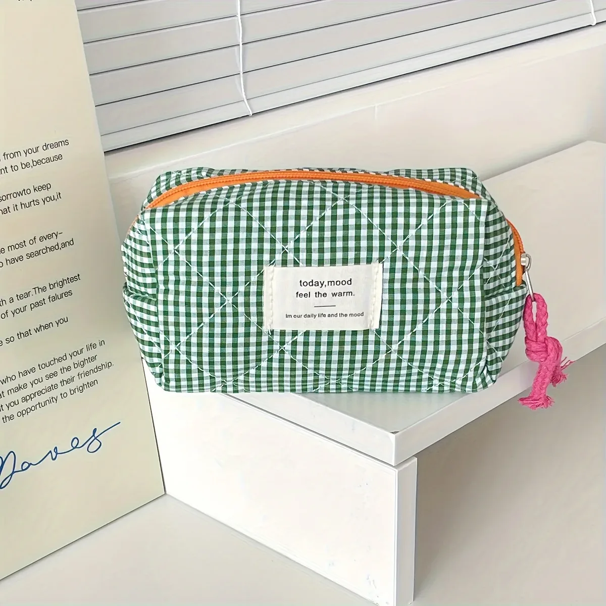 pochette octogonale à carreaux rétro, organisateur portable de grande capacité, trousse de maquillage pour cosmétiques, essentiels quotidiens pour femmes, travail de voyage