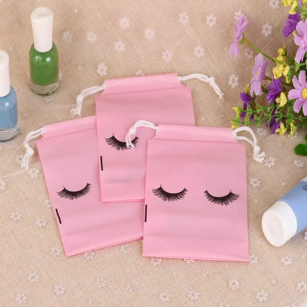 sacs de rangement pour soins post-cils, 30 pièces, avec cordon de serrage, pochette d'emballage de voyage en plastique eva étanche, accès aux extensions de cils