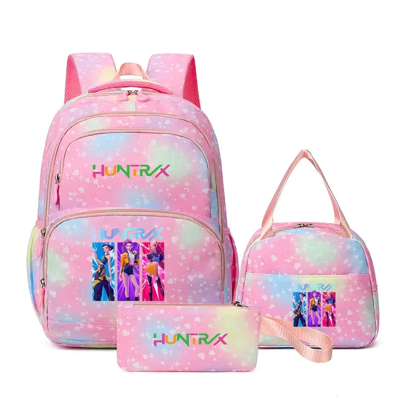 kpop demon hunters – sac à dos pour ordinateur portable pour filles, 3 pièces, sac à dos huntr/x pour adolescents, garçons et femmes, mochila de voyage pour usage quotidien