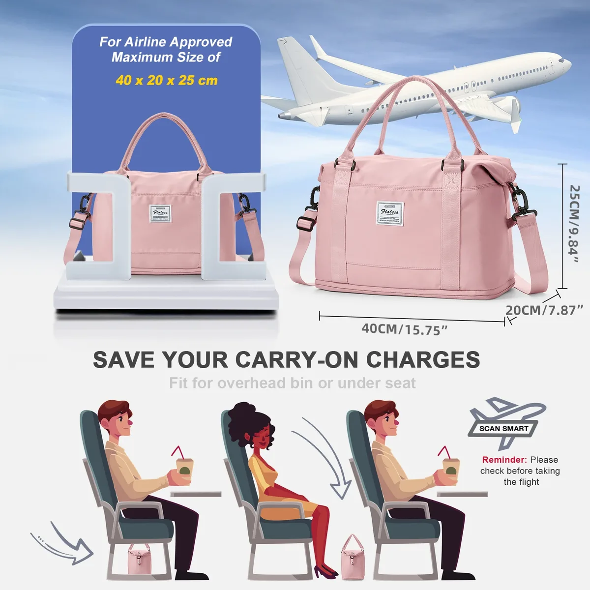 ryanair-sac de voyage pour homme et femme, sac de cabine, sac à main de sport, sac de week-end portable, sac de fitness extensible, sac d'hôpital, 40x20x25
