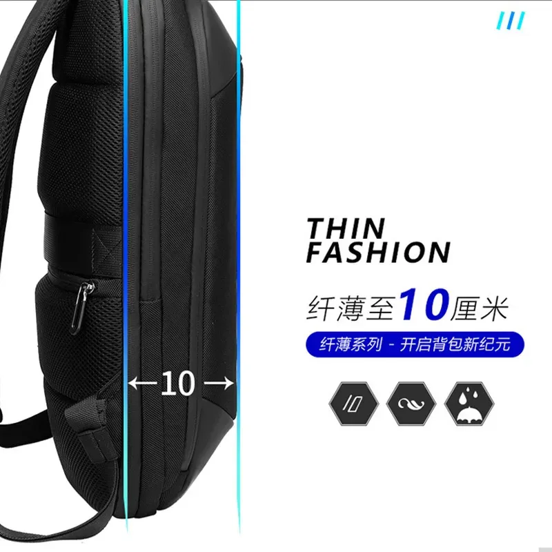 sac à dos pour ordinateur portable, sac fin pour ordinateur portable, unisexe, 14 pouces, sac à dos d'affaires simple, léger, décontracté, extensible, pour étudiants
