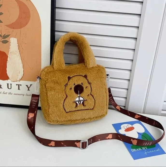 sac à dos en peluche capybara, mignon animal rempli doux marron clair avec rangement multifonctionnel pour les yeux, idéal pour le coussin de canapé, la décoration de la maison
