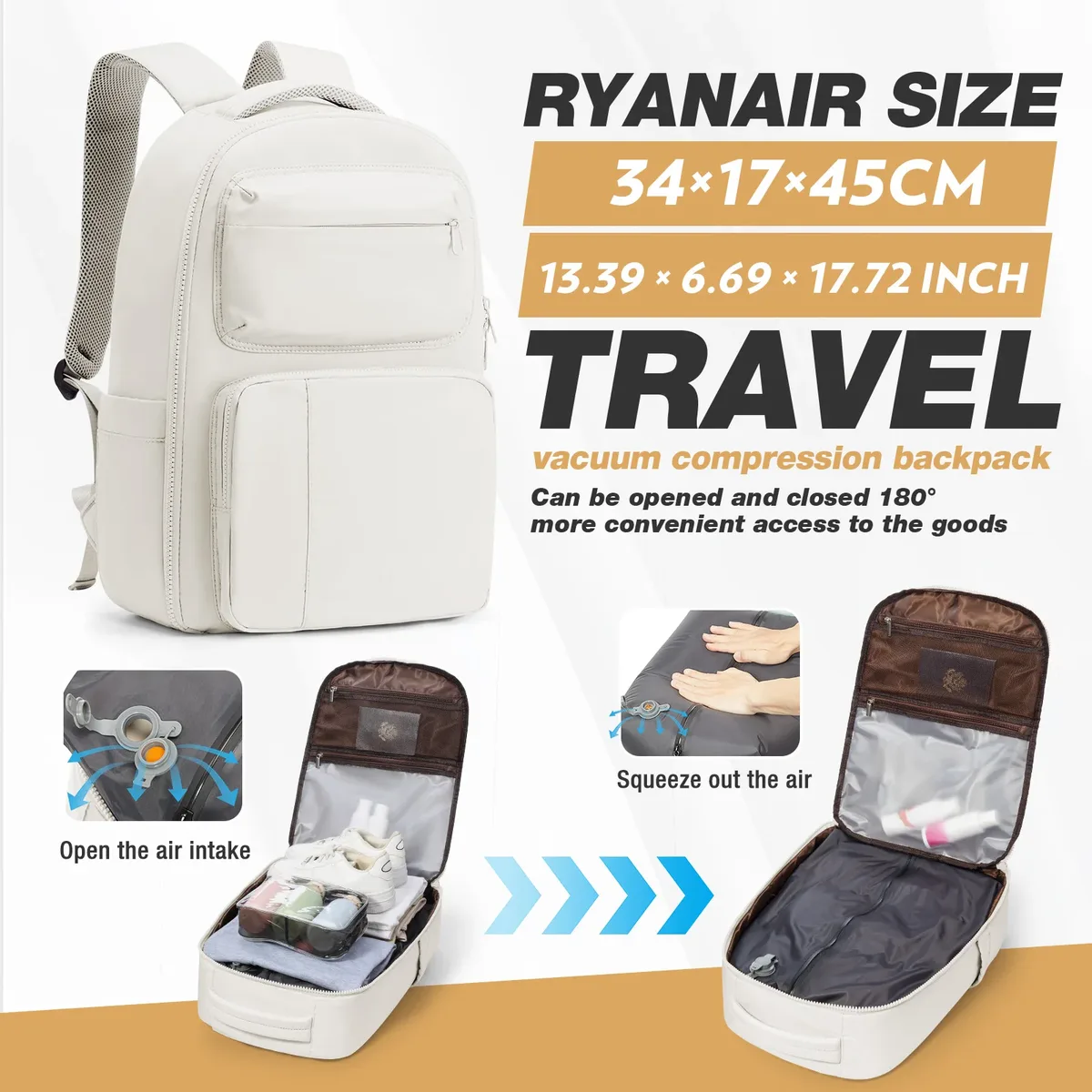 sac à dos pour femme, sac à dos de voyage à fermeture hermétique, sac pour ordinateur portable, sac à dos de voyage compressible, sac à dos de voyage multifonctionnel de grande capacité