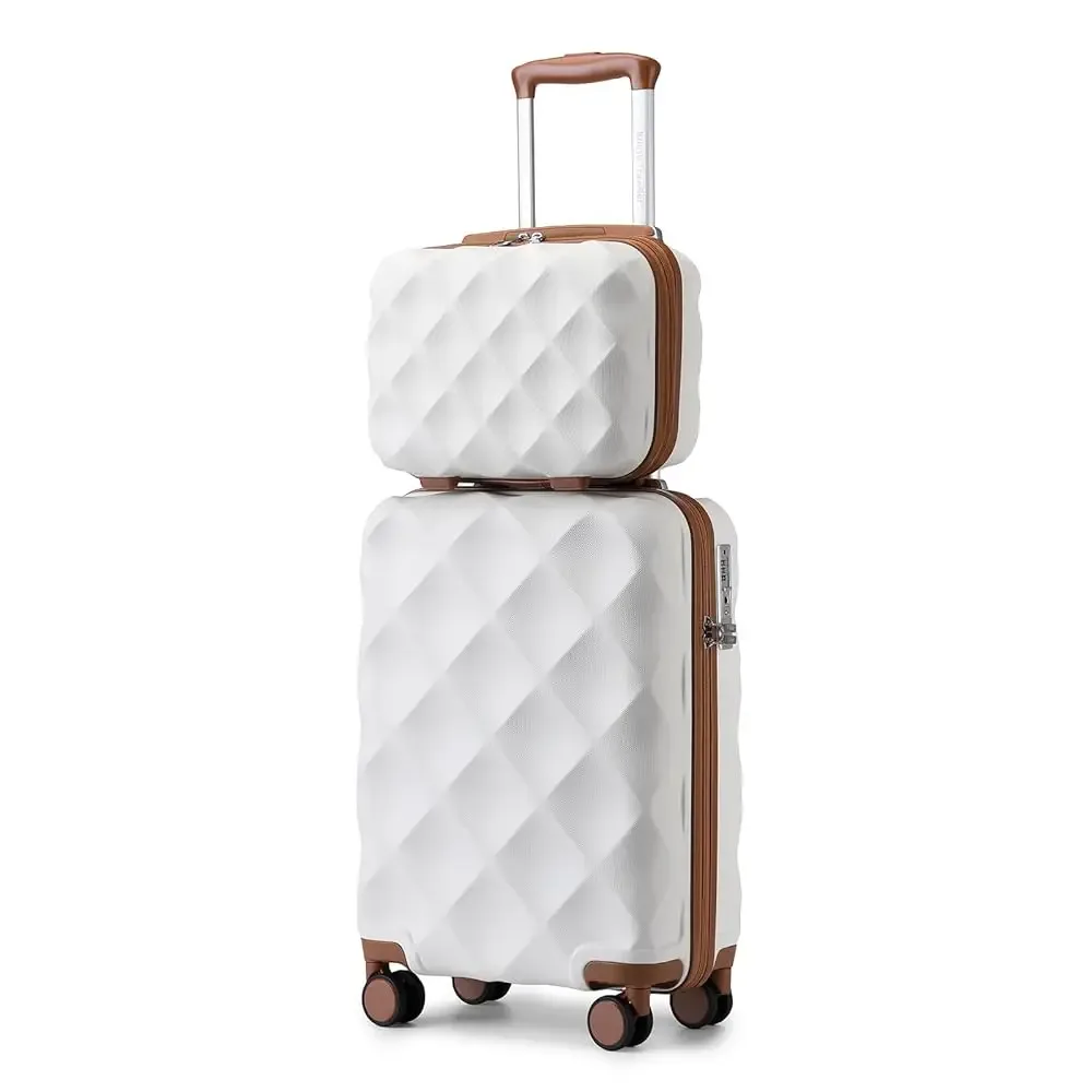 ensemble de bagages 2 pièces british traveler | mallette cabine avec serrure tsa et trousse de toilette | 4 doubles rouleaux | 31 + 54 cm