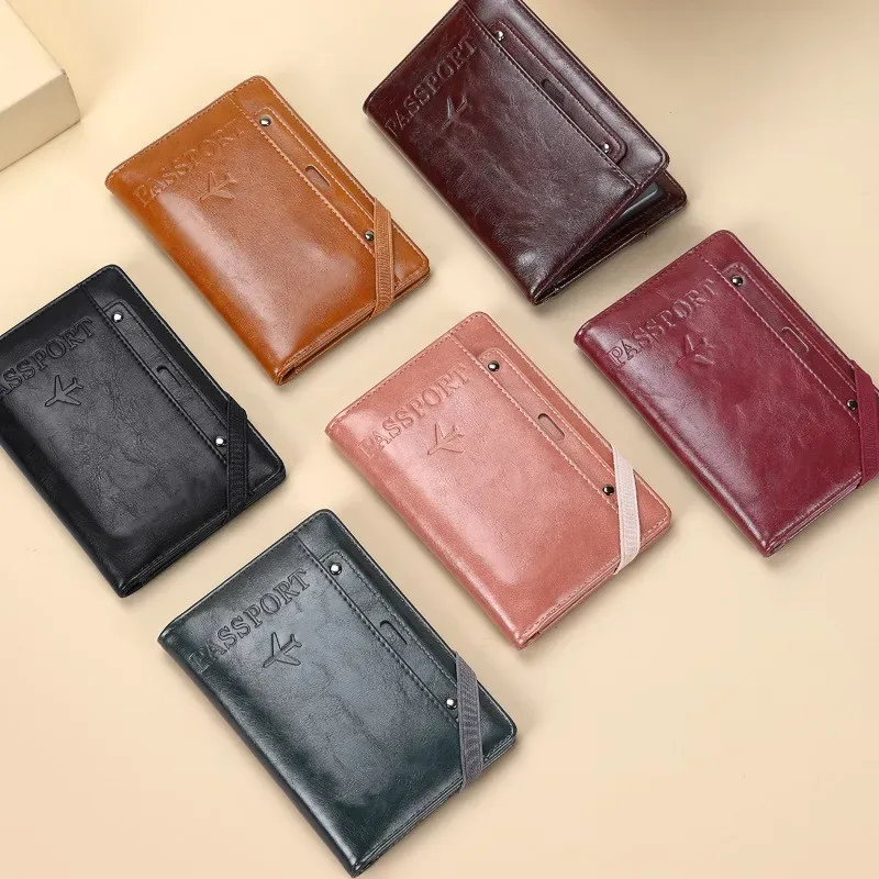 Porte-passeport anti-RFID, portefeuille de voyage en cuir, étui pour documents de voyage, accessoires