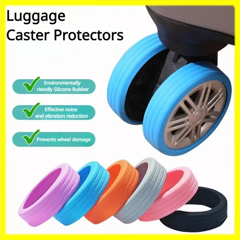 protecteurs roues bagage silicone couleur variée bébé rose doré beige bleu noir conception voyage maintenance roues bagages