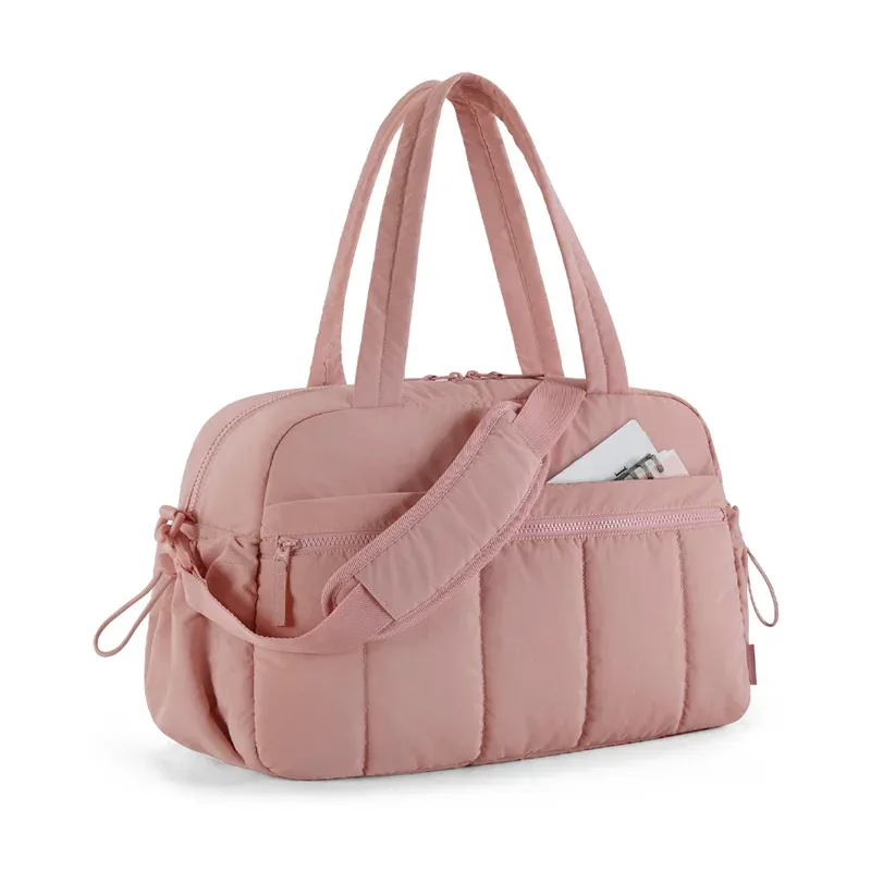 sac voyage polyester plissé beige rose pâle noir gris taupe bandoulière amovible poignée supérieure week end sport