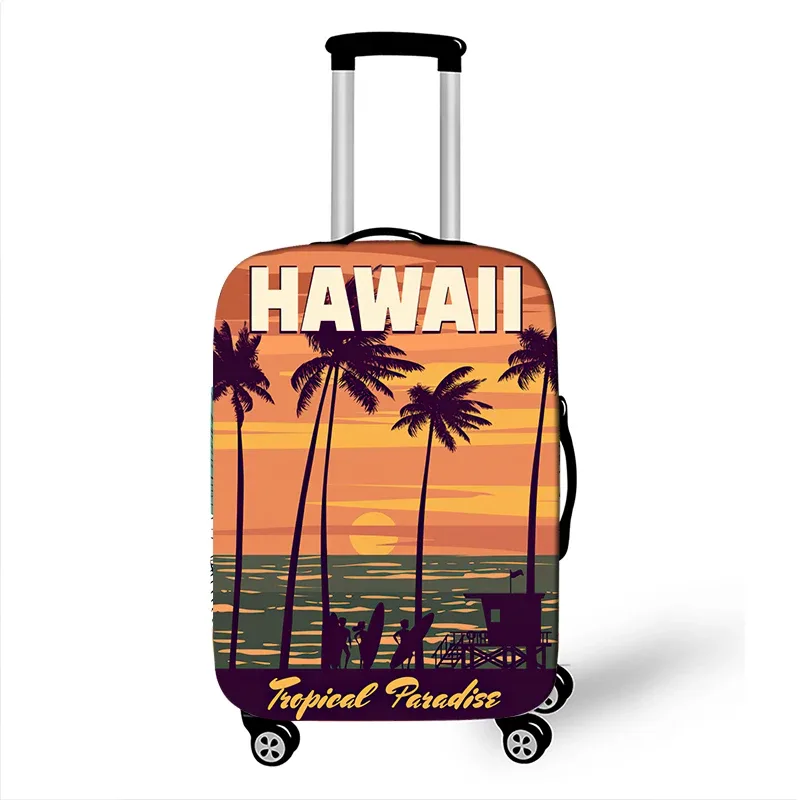 arbre hawaïen plage impression housse de bagage coucher de soleil noix de coco femmes hommes valise de voyage housses de protection horus boîtier de chariot couverture cadeau