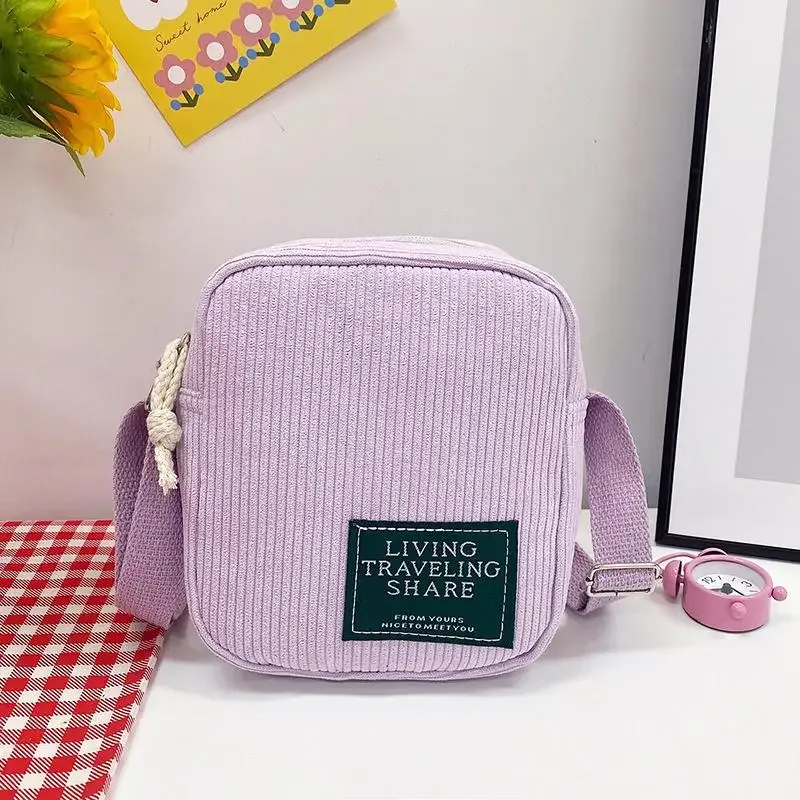 petit sac bandoulière en velours côtelé, sangle réglable, plusieurs options de couleurs, pour un usage quotidien, les voyages et le shopping
