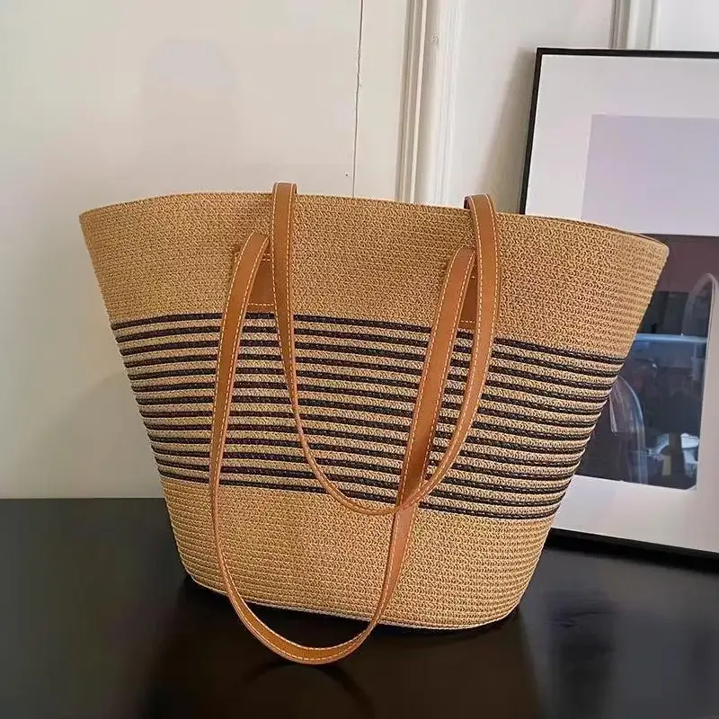 sac à bandoulière en paille inswind pour femmes, grande capacité, pour la plage, les voyages, les vacances, l'usage quotidien, le shopping, les trajets domicile-travail et les courts séjours