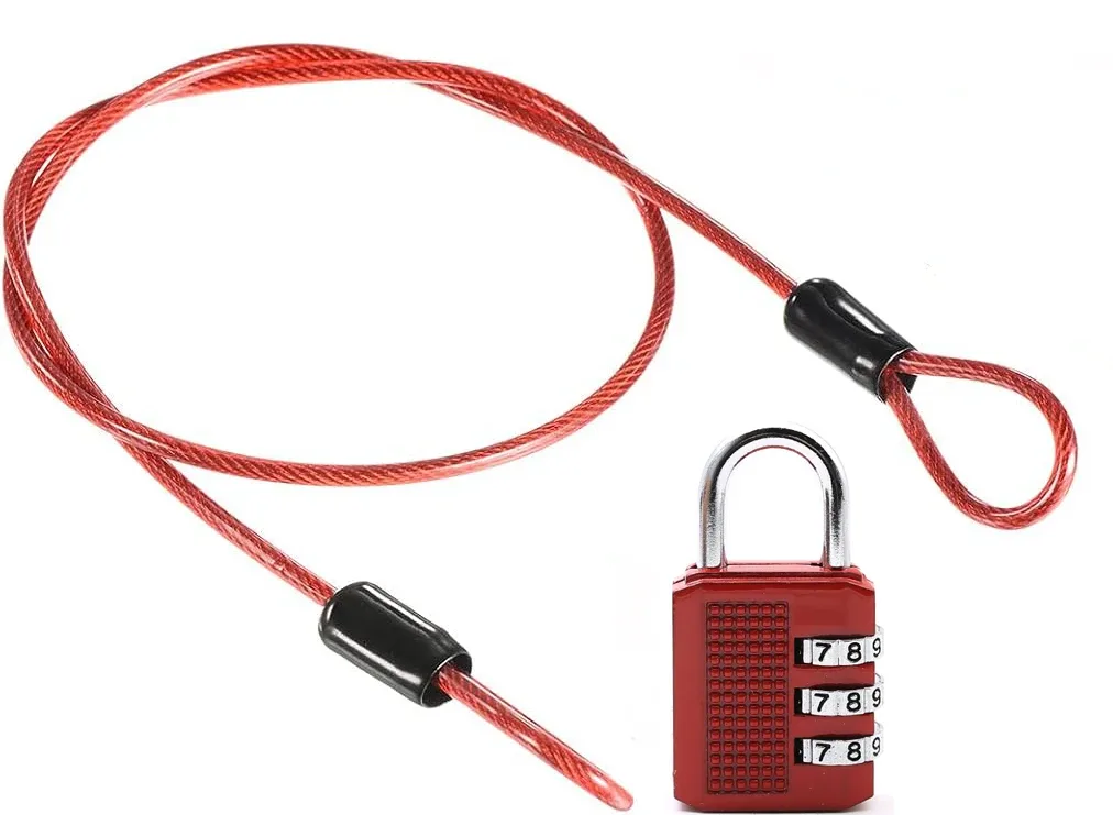 cadenas métallique combinatoire chaîne metaillique noir gris chaîne épaisse boutons extremite voyage valise sécurité