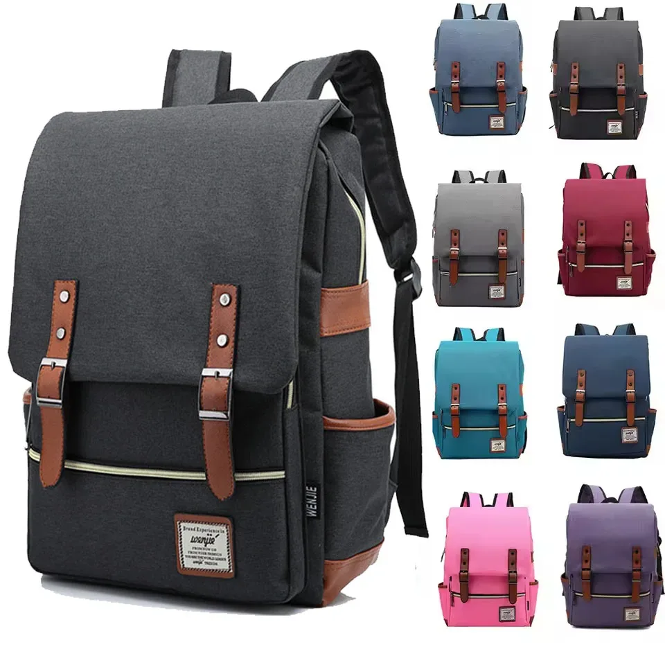 vintage 16 pouces sac à dos pour ordinateur portable femmes sacs en toile hommes toile voyage loisirs sacs à dos rétro sac décontracté sacs d'école pour adolescents