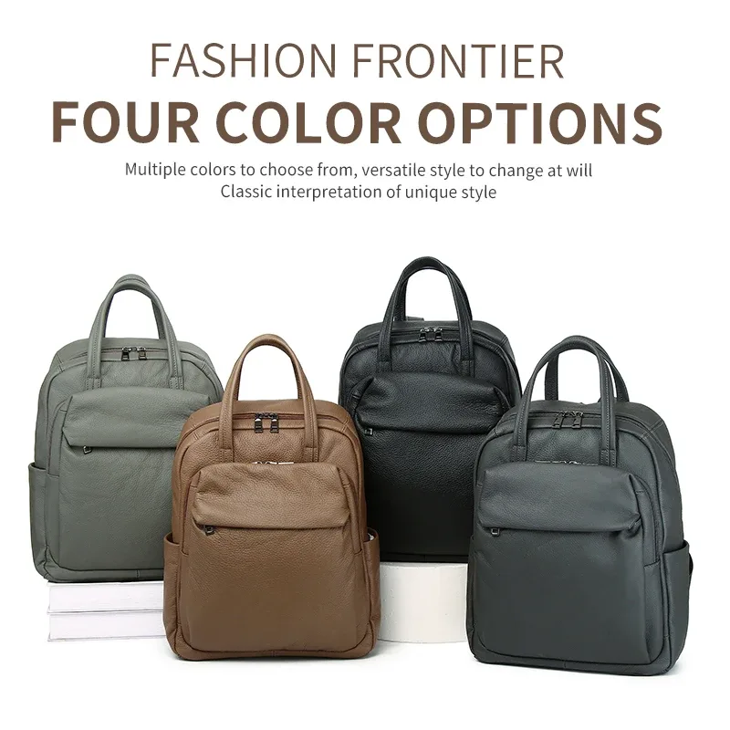 sac à dos en cuir véritable, adapté aux femmes et aux hommes, multifonctionnel et de grande capacité, peut être placé sur une valise cadeau