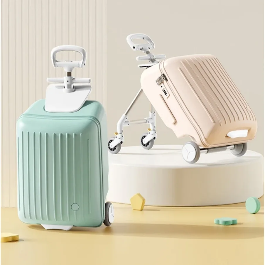 valise de voyage multifonctionnelle pour enfants, chariot à roulettes 20 pouces, bagage à main, chariot porteur pour les voyages