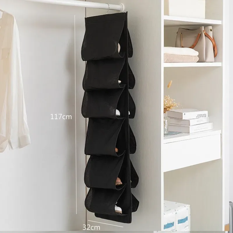 sac de rangement mural à grille multicouche, pour chaussures et articles divers derrière la porte, rangement de chambre à coucher en tissu non tissé