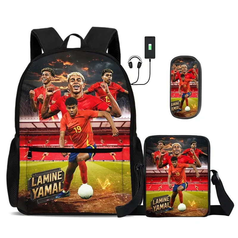 sac dos nylon motif joueur football rouge blanc noir activité sportive bandoulière arquée intérieur informatique