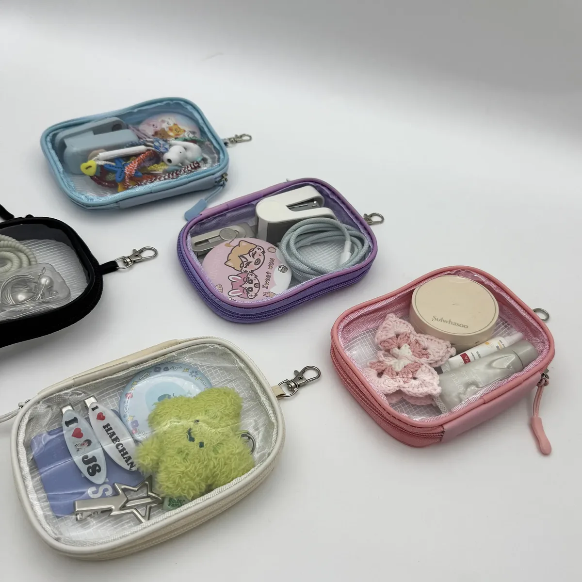 sac rangement pvc transparents motifs animaux violet noir blanc bleu rose voyage chambre bureau maquillage organisateur essentiels anti poussière modèle simple