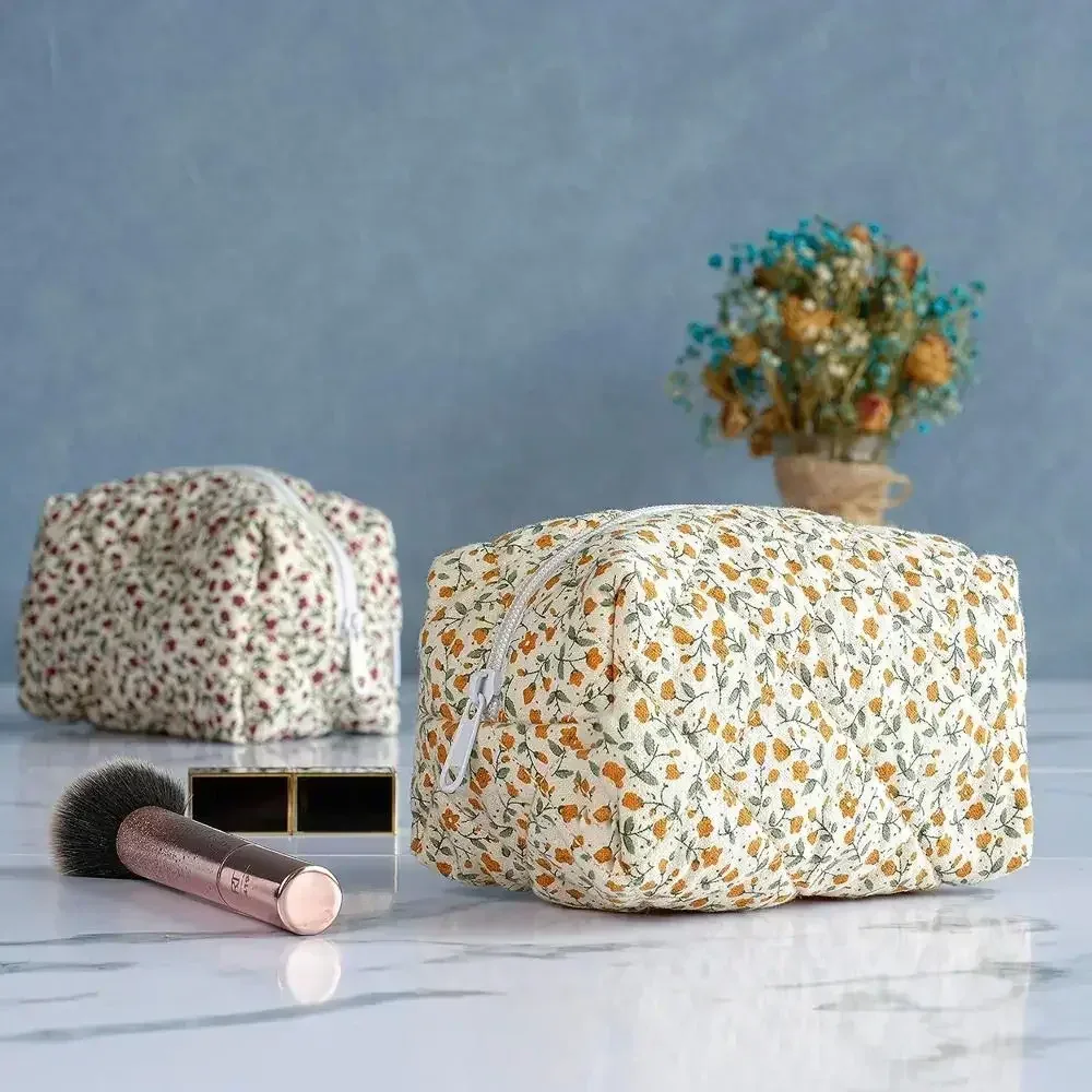 sac de maquillage à fermeture éclair imprimé fleur, organisateur de rangement, accessoire de maquillage, sac à main de toilette, pochette à cosmétiques, grand sac à cosmétiques de voyage