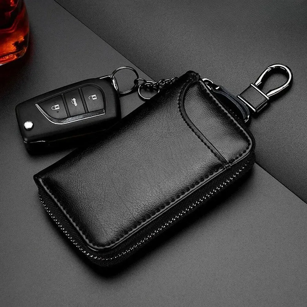 porte-clés en cuir véritable unisexe, sac à clés, organisateur multifonction, porte-monnaie, femme de ménage intelligente, petite étui pour clés de voiture, pochette pour clés