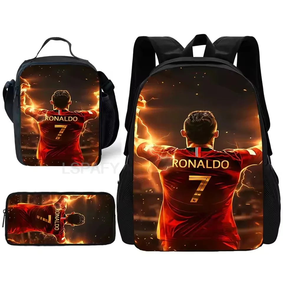 sac dos nylon imprimé cristiano ronaldo multicolore noir unisexe grande capacité pochette sacs associés