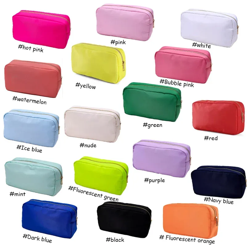 s /m/l/xl 17 couleurs pochette en nylon maquillage sac cosmétique fermeture éclair articles de toilette organisateur sac pour femmes filles voyage cadeau pochette de maquillage