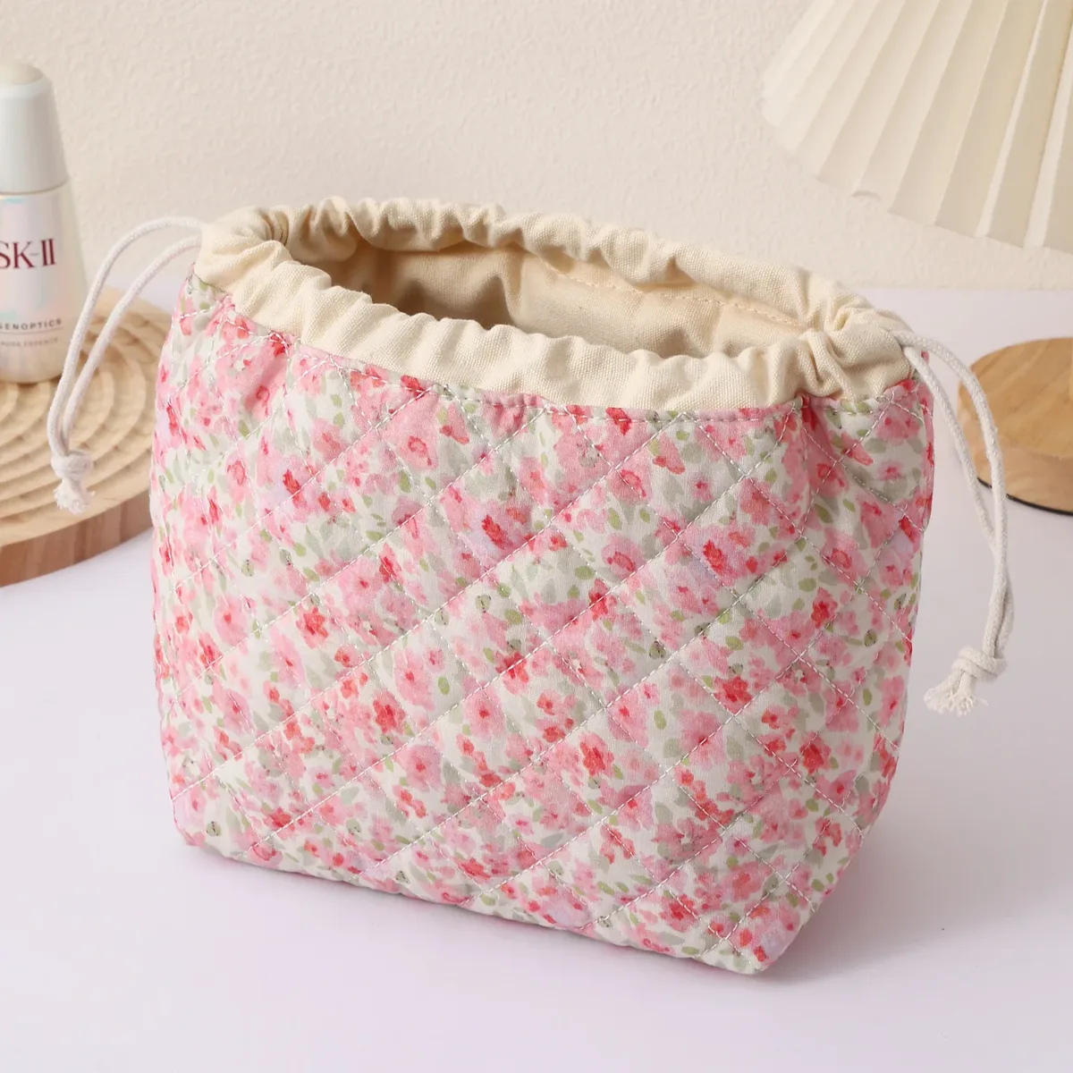 sac de rangement portable de voyage grande capacité avec cordon de serrage, en forme de coquille, mignon, de niche, pochette de rangement polyvalente en coton