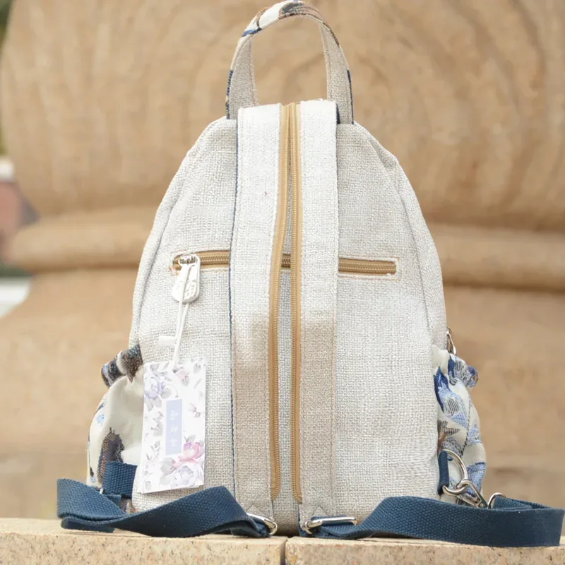 sac à dos de style ethnique tissé à la main, double épaule, multi-compartiments, toile légère, sac de poitrine multifonctionnel pour les déplacements, 2025