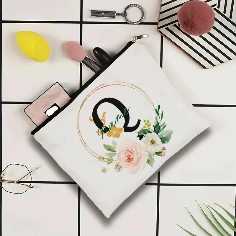 pochette à cosmétiques personnalisable avec nom, pochette à cosmétiques pour fête, pochette à cosmétiques de voyage, sac de maquillage pour mariage, organisateur avec doublure intérieure en toile pour femme
