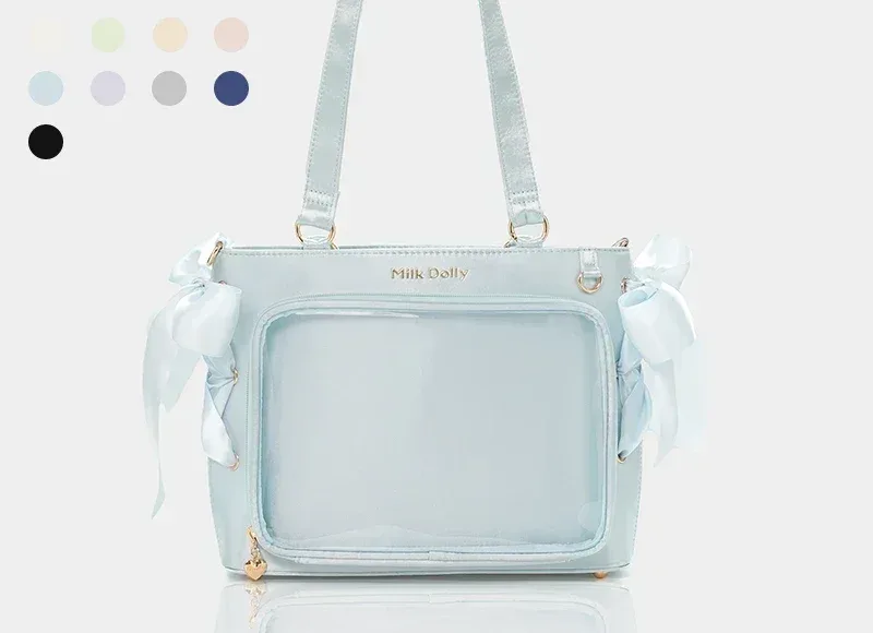 sac à main lolita de grande capacité pour filles, sac à bandoulière carré, solide, ruban de satin, original, style japonais, initié itabag