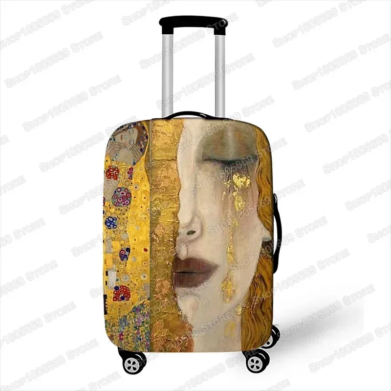 gustability-juste de valise de voyage pour femme, peinture à l'huile klimt, van gogh, nuit étoilée, housses avec housse anti-poussière élastique
