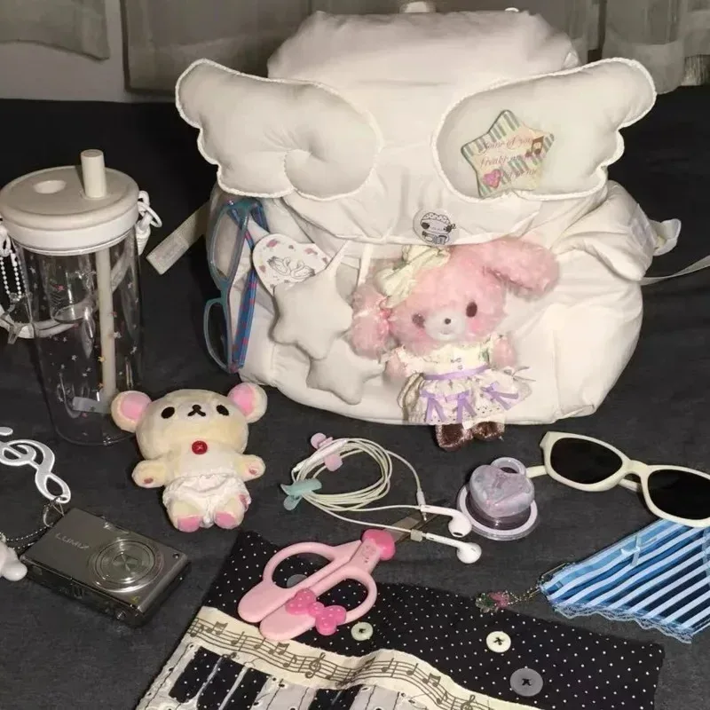 sac à dos ailes d'ange portable léger mignon pour écolières, sac à bandoulière kawaii, sac de voyage décontracté à la mode, cadeau pour adolescentes