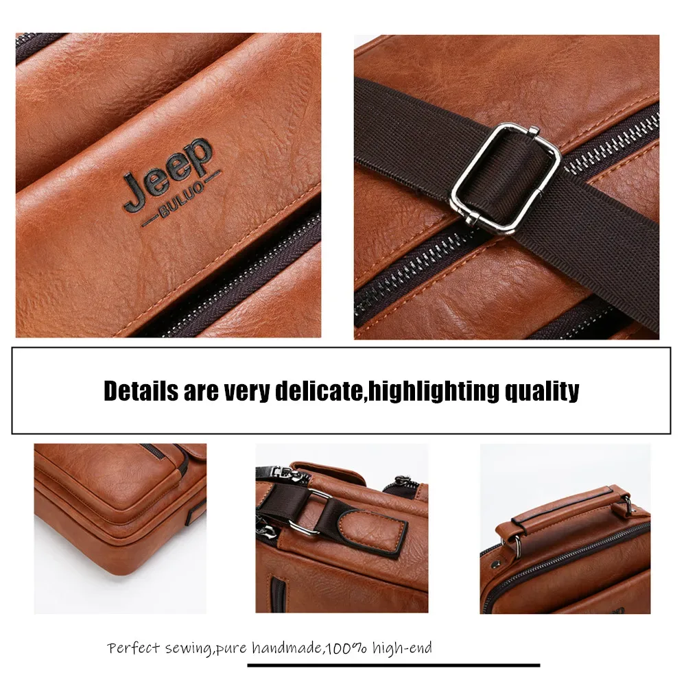 jeep buluo sacs à main pour hommes marque célèbre grande taille homme en cuir bandoulière sac à bandoulière pour 9.7 pouces ipad décontracté affaires