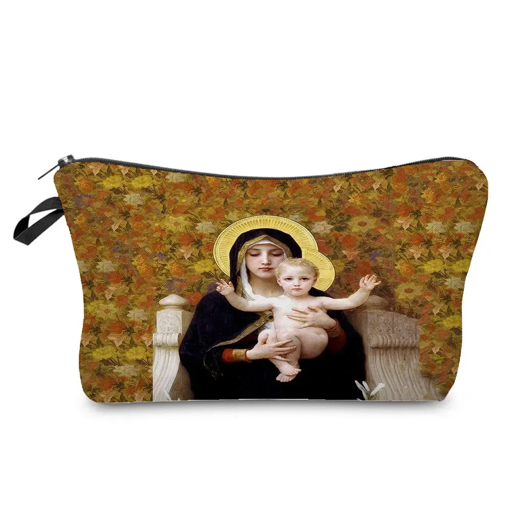 trousse de toilette à motif spinal pour femme, trousses de maquillage brodées personnalisées, trousse de toilette de voyage, belle déesse, imprimé enfant