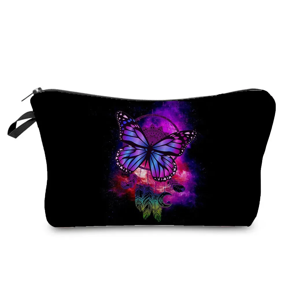 sac à cosmétiques imprimé papillon pour femmes, trousse à crayons d'école pratique avec animaux, mini sac de rangement de voyage, sacs de maquillage pour dames