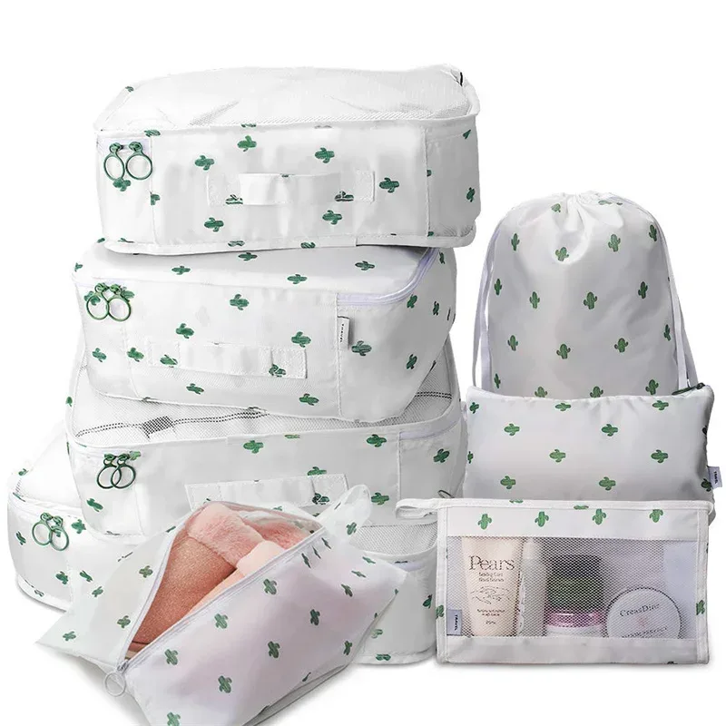 ensemble de 6/8 pièces, organisateur de voyage, sacs de rangement, valise, ensemble d'emballage, étuis de rangement, organisateur de bagages portables, pochette pour vêtements et chaussures
